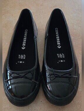 Converse Black Patent Ballet Flats NWOT